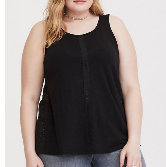 Torrid NEW 2x black tank with lace side panels - Picture 5 of 5